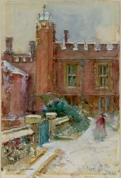 Une figure dans la neige au palais de Hampton Court, 24 novembre 1904