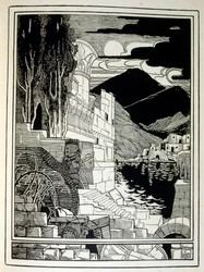 Les ruines de Sodome, du livre Juda illustré par Ephraim Moses Lilien (1874-1925). Lilien est considéré comme le père de l