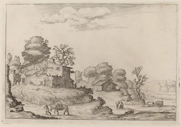 Paysage rustique avec paysans et chevaux