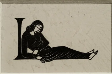 Initiale L avec femme