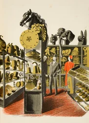 Magasin de location de costumes et accessoires de théâtre, illustration de 