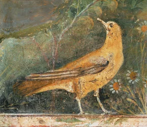 Oiseau avec deux marguerites (fresque)