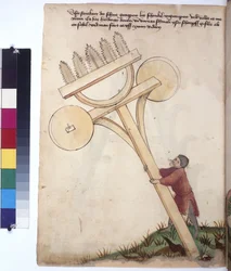 Pleine page : char avec des lames de scie à l