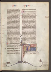 Pleine page : texte et initiale historiée