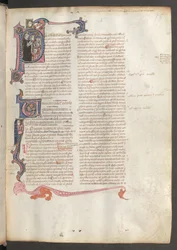 Pleine page : texte et initiales historiées