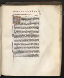 Pleine page : texte et initiale (tempera sur fond d