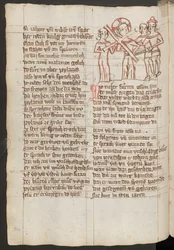 Pleine page : texte avec dessin aux crayons de couleur : Le Christ portant la croix (dessin aux crayons de couleur)