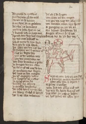 Pleine page : texte avec dessin aux crayons de couleur : Entrée à Jérusalem (dessin aux crayons de couleur)