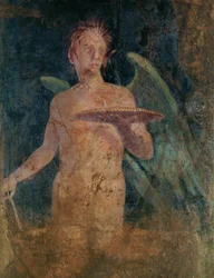 Genie aile - Génie ailé. Fragment de fresque ...