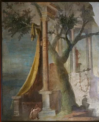 Paysage avec porte sacrée et velum de l