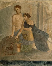 Scène mystique. Peinture murale ...