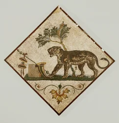 Panthère avec symboles dionysiaques. De Pompéi