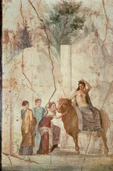 Peinture murale romaine provenant de la maison de Jason, Pompéi : Le viol de l