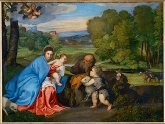 La Sainte Famille avec le jeune Saint Jean-Baptiste dans un paysage ...