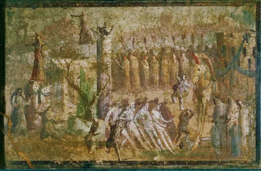 Le cheval de Troie devant Troie