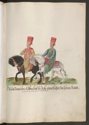 La cour du sultan : deux écuyers du sultan à cheval