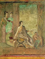 Femme peintre et buste de Bacchus