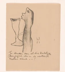 Figure avec grand verre de vin Idealisten II en verdere Kanttekeningen