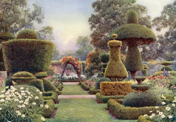 Levens Hall, Westmoreland (lithographie couleur)