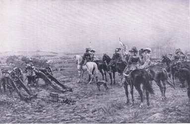 Le prince Rupert à la bataille de Marston, 2 juillet 1644, illustration de British Battles on Land and Sea, 1915