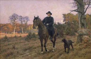 Bismarck à cheval avec un chien