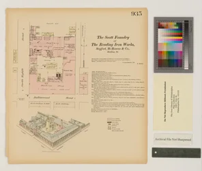 Plan pour Reading Iron Works, Scott Foundry, Pennsylvanie, septembre 1875
