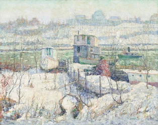 Hangar à bateaux, hiver, Harlem River, vers 1916