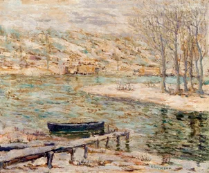Scène de rivière - Bateau et arbres