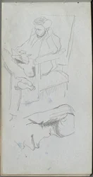 Carnet de croquis, page 24 : Figure masculine assise