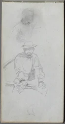 Carnet de croquis, page 30 : Figure masculine assise et figure de profil