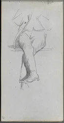 Carnet de croquis, page 37 : Étude de figure, jambes croisées