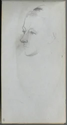 Carnet de croquis, page 45 : Visage de femme, vue de 3/4