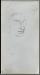 Carnet de croquis, page 61 : Visage, profil de 3/4