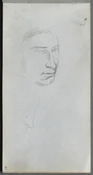 Carnet de croquis, page 61 : Visage, profil à 34°