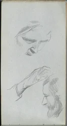 Carnet de croquis, page 70 : Étude de deux visages et d