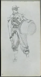 Carnet de croquis, page 79 : Soldat avec tambour
