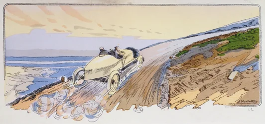 Henri Rougier dans sa Lorraine-Dietrich participant au rallye du Mont Ventoux en 1904, vers 1910