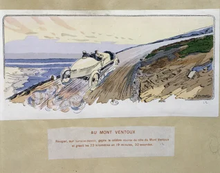 Course : au Mont Ventoux - dessin par Ernest Montaut (1878-1909).