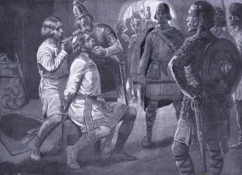 Ceowulf, roi de Northumbrie, se faisant tondre de force en 731