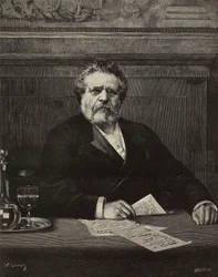 Giosue Carducci (1835-1907), poète et écrivain italien, lauréat du prix Nobel en 1906, gravure par Ernesto Mancastroppa d