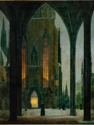 Cathédrale en hiver ... (huile sur toile)