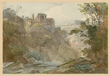 Paysage montagneux avec le temple de la Sibylle à Tivoli