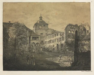 Six vues du château de Heidelberg : Terrasse du château, 1820