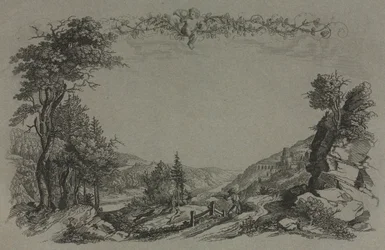 Six vues du château de Heidelberg : Couverture, scène de chasse, 1820