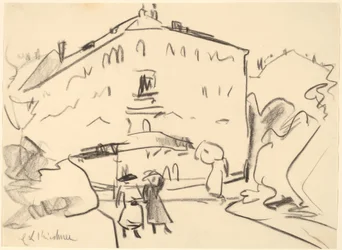 Maisons à Dresde avec des Gens se Promenant