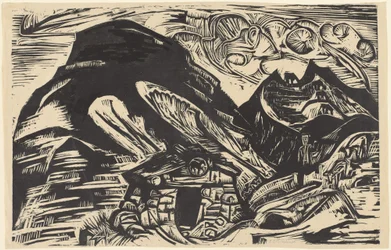 Montagnes avec une cabane de montagne, 1921