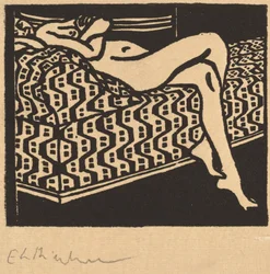 Jeune fille nue couchée sur un sofa, 1905