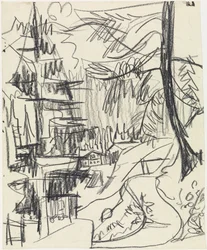 Forêt de montagne et cabanes