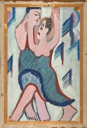 Couple dansant dans la neige [verso]