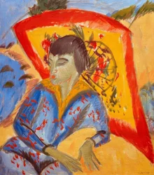 Erna avec un parapluie japonais (Japonaise)